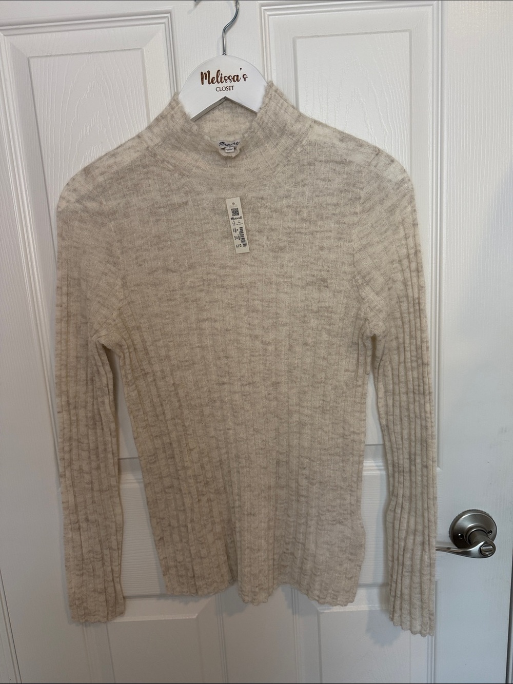 Madewell NWT Alpaca Blend Ribbed Mock Neck Sweater Ivory Medium